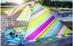 Bent Zip-Canvas Single Verbindbares Sonnensegel 250 X 250 X 250 Cm Weiß Gestreift Karibik -MarkisenWelt Verkaufsgeschäft 696500 4862600 4